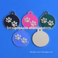 colorful dog paw pet id tag, round dog collar tag name label